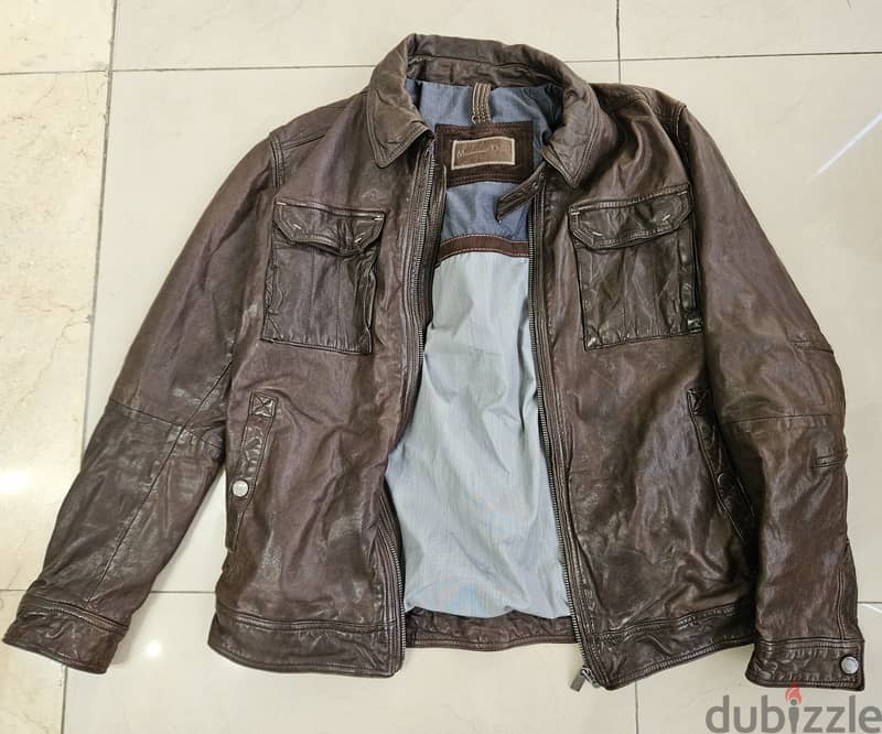 MASSIMO DUTTI Genuine Leather Jacket for Men Size Large 5