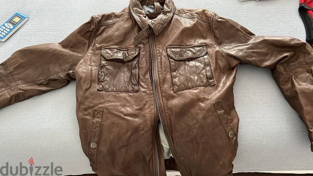 MASSIMO DUTTI Genuine Leather Jacket for Men Size Large 7