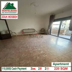 110,000$ Cash Payment!! Apartment for sale in Zouk Mosbeh!!