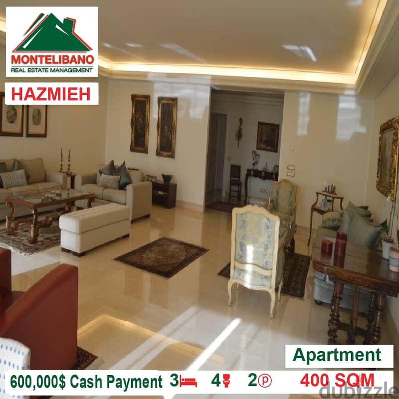 600,000$ Apartment for sale located in Hazmieh 2