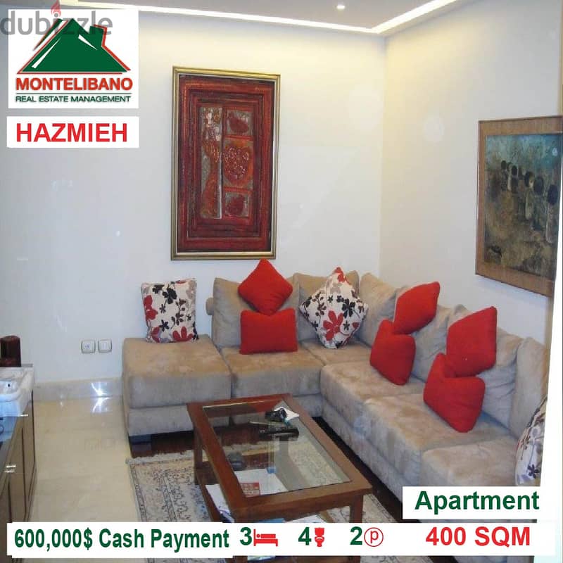 600,000$ Apartment for sale located in Hazmieh 4