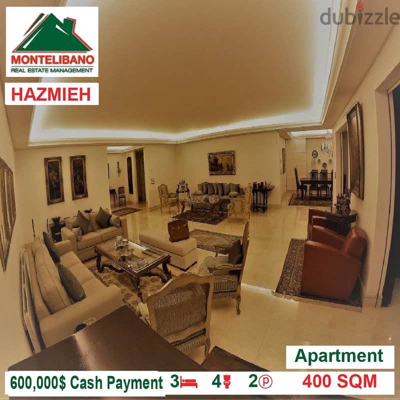 600,000$ Apartment for sale located in Hazmieh 3