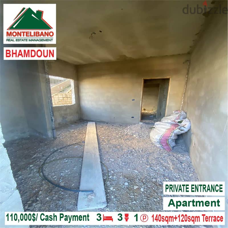 110000$!! Apartment for sale located in Bhamdoun 2