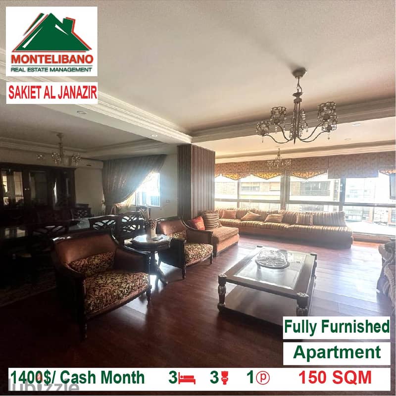 1400$/Cash Month!! Apartment for rent in Sakiet Al Janazir!! 1