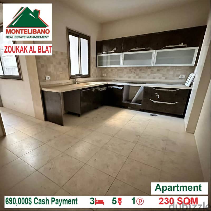 690,000$ Cash Payment!! Apartment for sale in Zoukak Al Blat!! 2