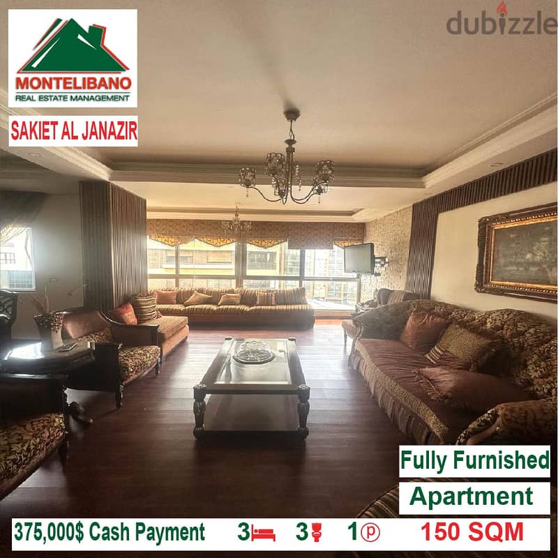 375,000$ Cash Payment!! Apartment for sale in Sakiet Al Janazir!! 0