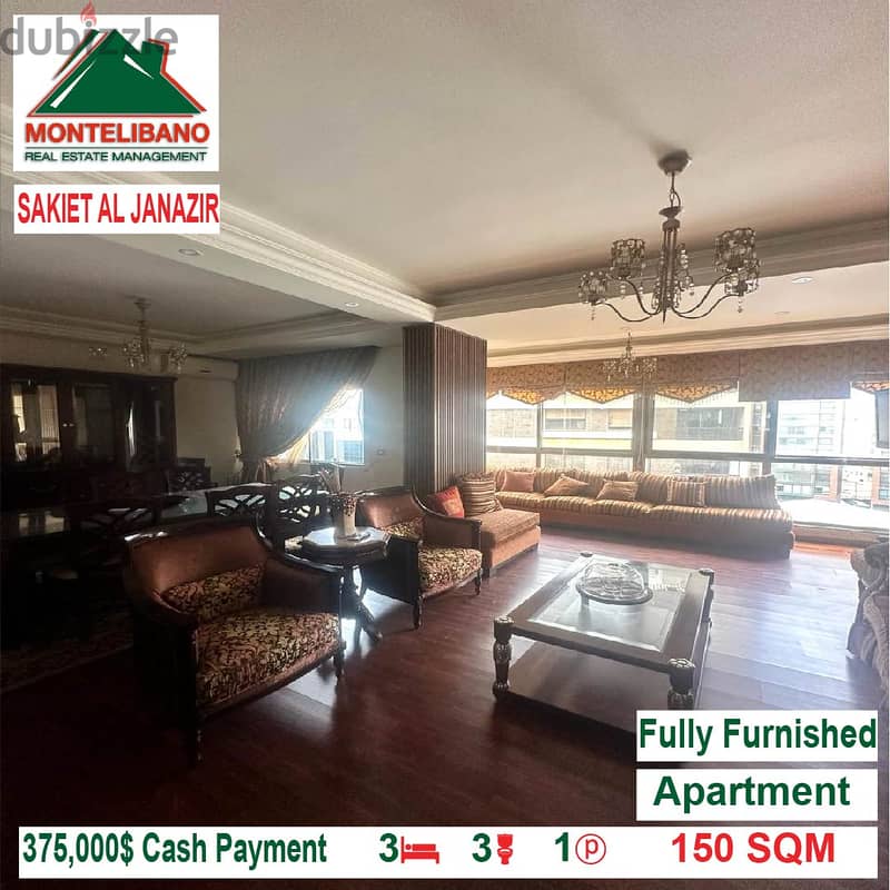375,000$ Cash Payment!! Apartment for sale in Sakiet Al Janazir!! 1