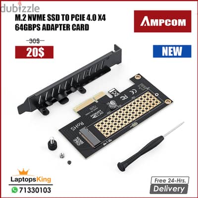 AMPCOM M. 2 NVME SSD to Pcie 4.0 X4 64Gbps Adapter Card