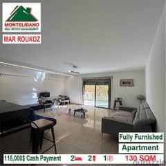 115,000$!! Fully Furnished Apartment for rent located in Mar Roukoz