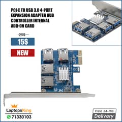 PCI-E TO USB 3.0 4-PORT EXPANSION ADAPTER HUB CONTROLLER ADD-ON CARD 0