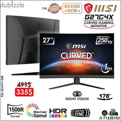 MSI C27C4X | 27" 250HZ 1MS 1500R TRUE COLOR CURVED GAMING MONITOR