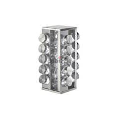 Rotating Spice Rack, Stainless Steel with 360 Design, 20 Glass Jars 0