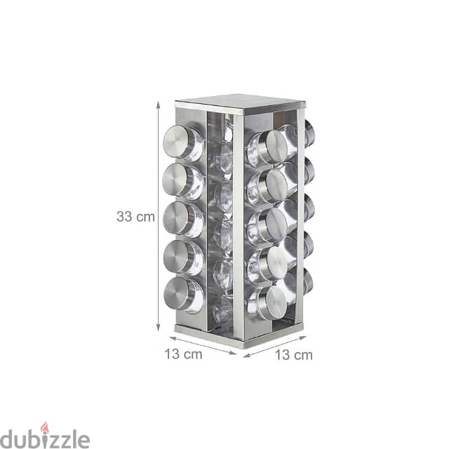 Rotating Spice Rack, Stainless Steel with 360 Design, 20 Glass Jars 5