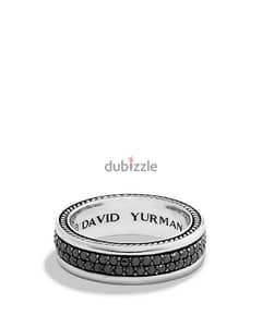 David Yurman Two Row Band Ring Sterling Silver with Diamonds,