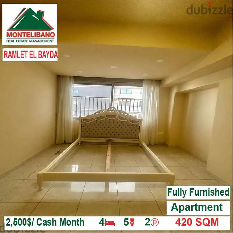 2500$/Cash Month!! Apartment for rent in Ramlet El Bayda!! 2