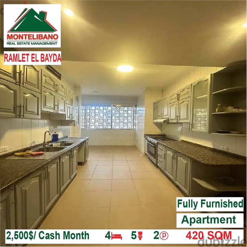 2500$/Cash Month!! Apartment for rent in Ramlet El Bayda!! 3