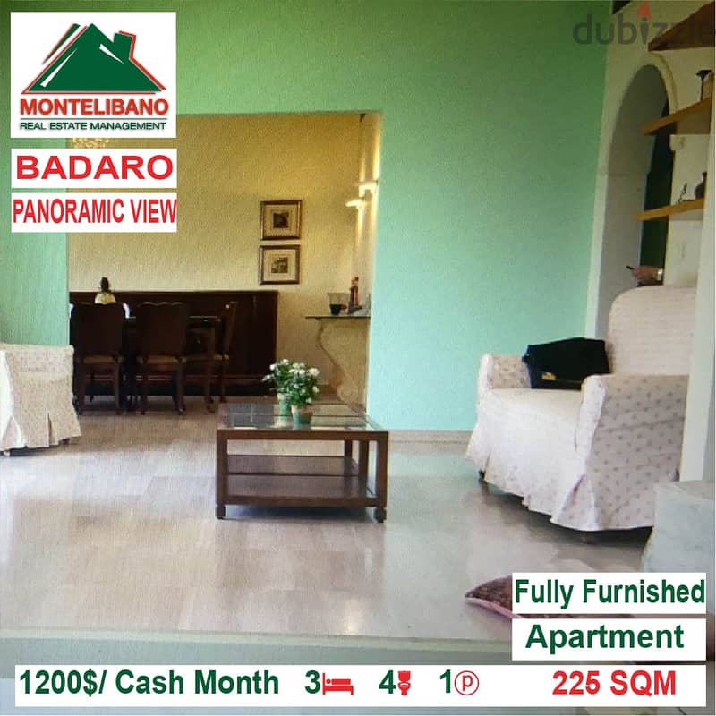 1200$/Cash Month!! Apartment for rent in Badaro!! Panoramic View!! 1