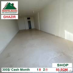 300$!! Shop for rent located in Ghazir