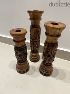 set of 3  unique pieces carved decorative candle imported 0