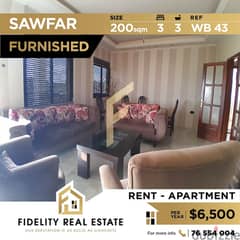 Furnished apartment for rent in Sawfar WB43 0