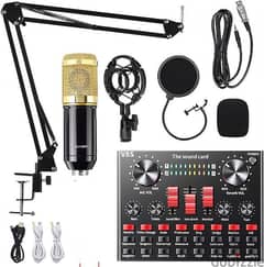 sound card v8s with microphone and stand