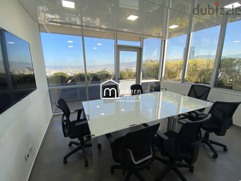 290 Sqm - Open Sea and City View Office For Rent In Sin El Fil 3