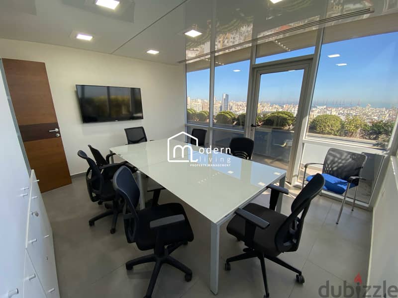 290 Sqm - Open Sea and City View Office For Rent In Sin El Fil 4