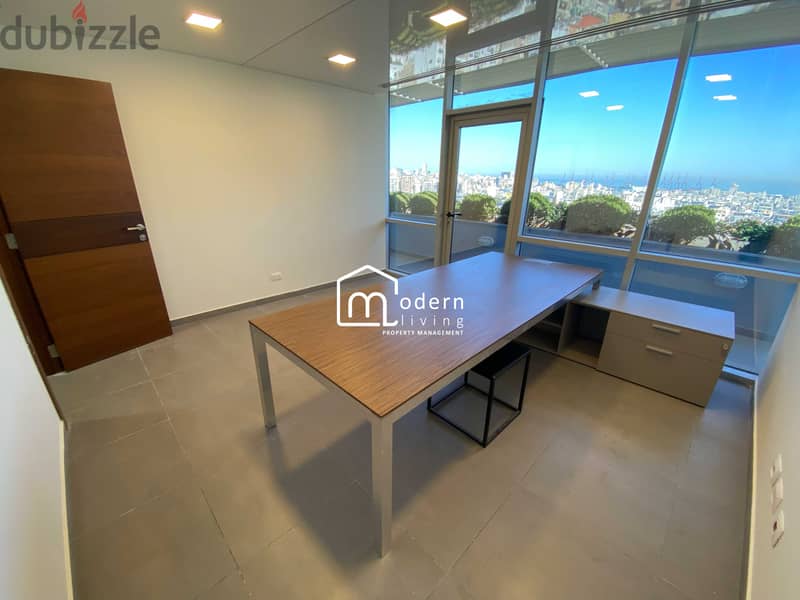 290 Sqm - Open Sea and City View Office For Rent In Sin El Fil 5