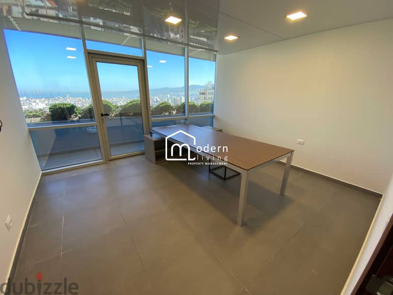 290 Sqm - Open Sea and City View Office For Rent In Sin El Fil 6