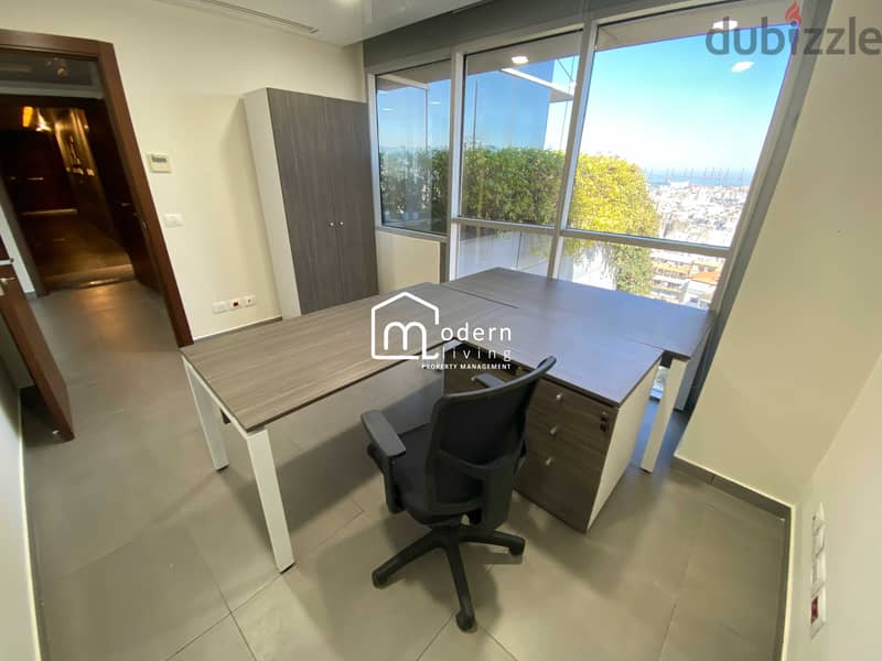 290 Sqm - Open Sea and City View Office For Rent In Sin El Fil 7