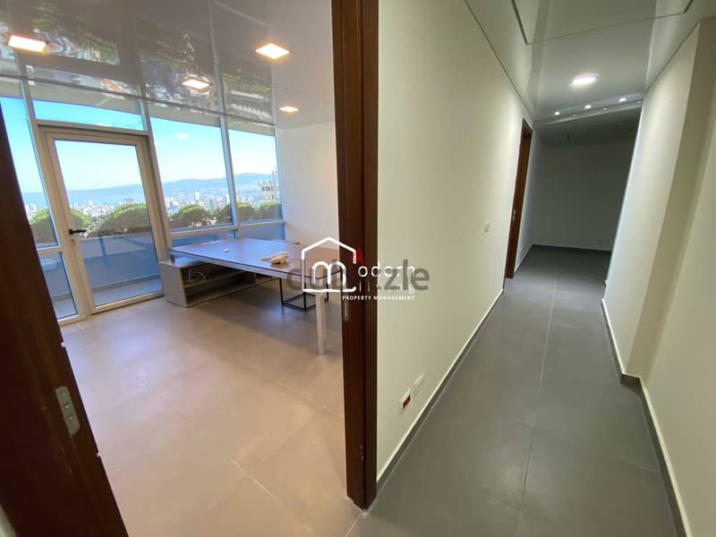 290 Sqm - Open Sea and City View Office For Rent In Sin El Fil 9