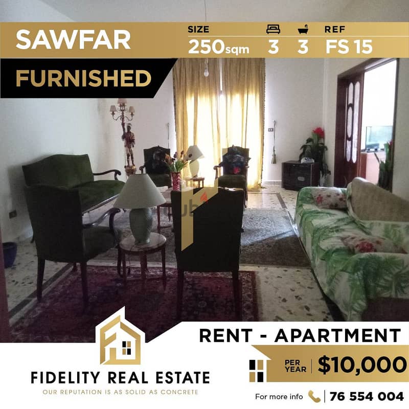 Furnished apartment for rent in Sawfar FS15 0