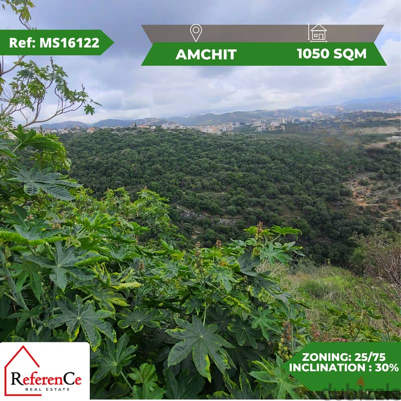 Prime piece of land in Aamchit for sale ارض في عمشيت للبيع 0