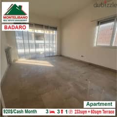 920$!! Apartment for rent located in Badaro
