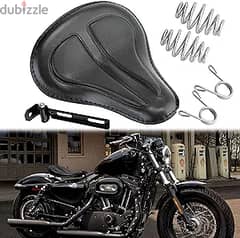 Black Motorcycle Cushion Spring Solo Seat 0