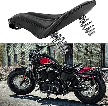 Black Motorcycle Cushion Spring Solo Seat 1
