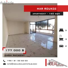 Apartment  for sale in Mar roukoz Dekwaneh 160 sqm ref#chc2407
