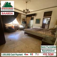 1000000$!! Semi Furnished Apartment for sale located in Baabda 0