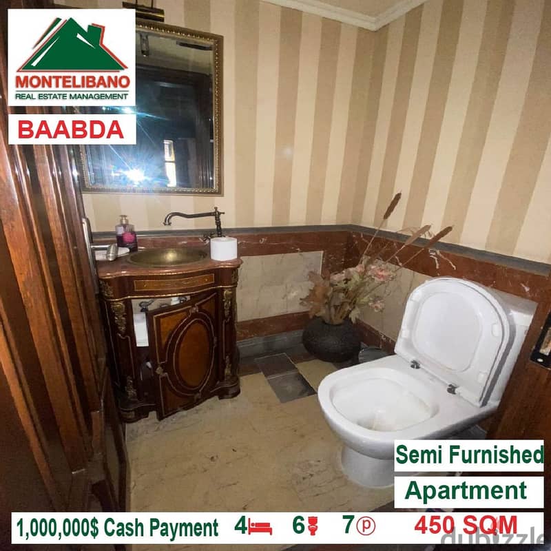1000000$!! Semi Furnished Apartment for sale located in Baabda 4