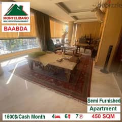 1500$ Semi Furnished Apartment for rent located in Baabda 0