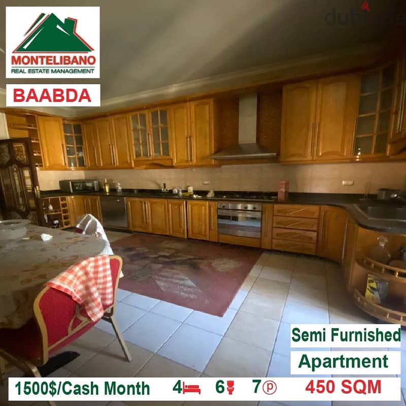 1500$ Semi Furnished Apartment for rent located in Baabda 3