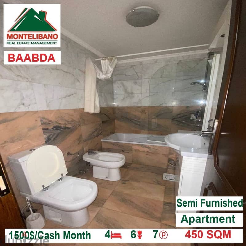 1500$ Semi Furnished Apartment for rent located in Baabda 5