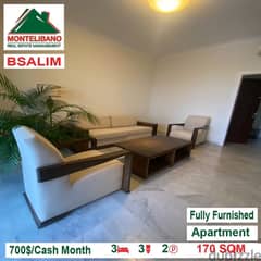 700$ Fully Furnished Apartment for rent located in Bsalim 0