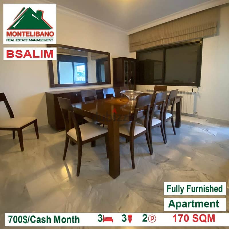 700$ Fully Furnished Apartment for rent located in Bsalim 1