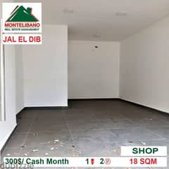 300$!!  Shop for rent located Jal El Dib