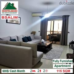 600$ Fully Furnished Apartment for rent located in Bsalim