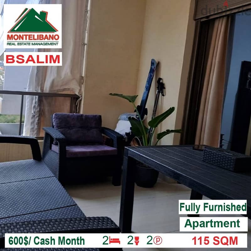 600$ Fully Furnished Apartment for rent located in Bsalim 1