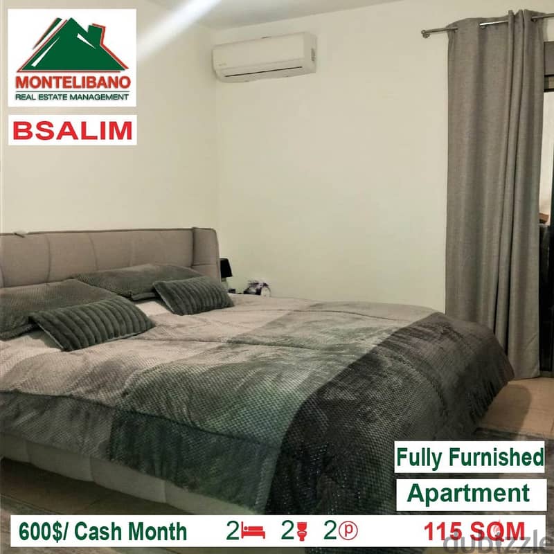 600$ Fully Furnished Apartment for rent located in Bsalim 2