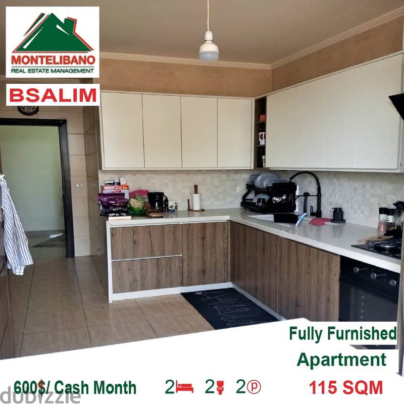600$ Fully Furnished Apartment for rent located in Bsalim 3
