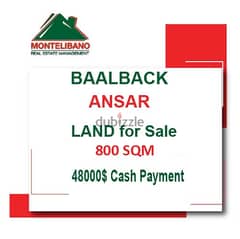 48000$!! Land for sale located in Ansar Baalback 0
